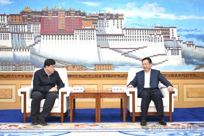 西藏自治區(qū)黨委書記王君正與國家電網(wǎng)公司董事長、黨組書記張智剛座談